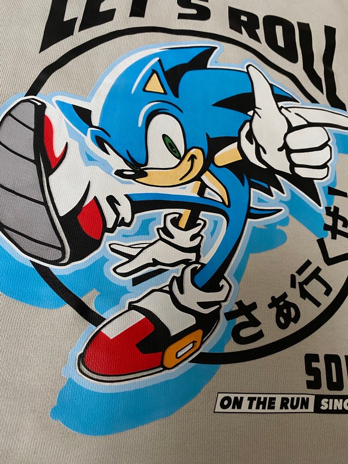 Sonic Baskılı Gri Erkek Sweatshirt - Görsel 4