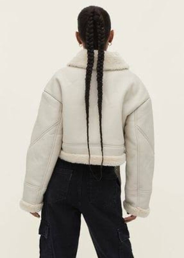 STRADİVARİUS SUNİ DERİ SUNİ YÜNLÜ CEKET KABAN - Görsel 2