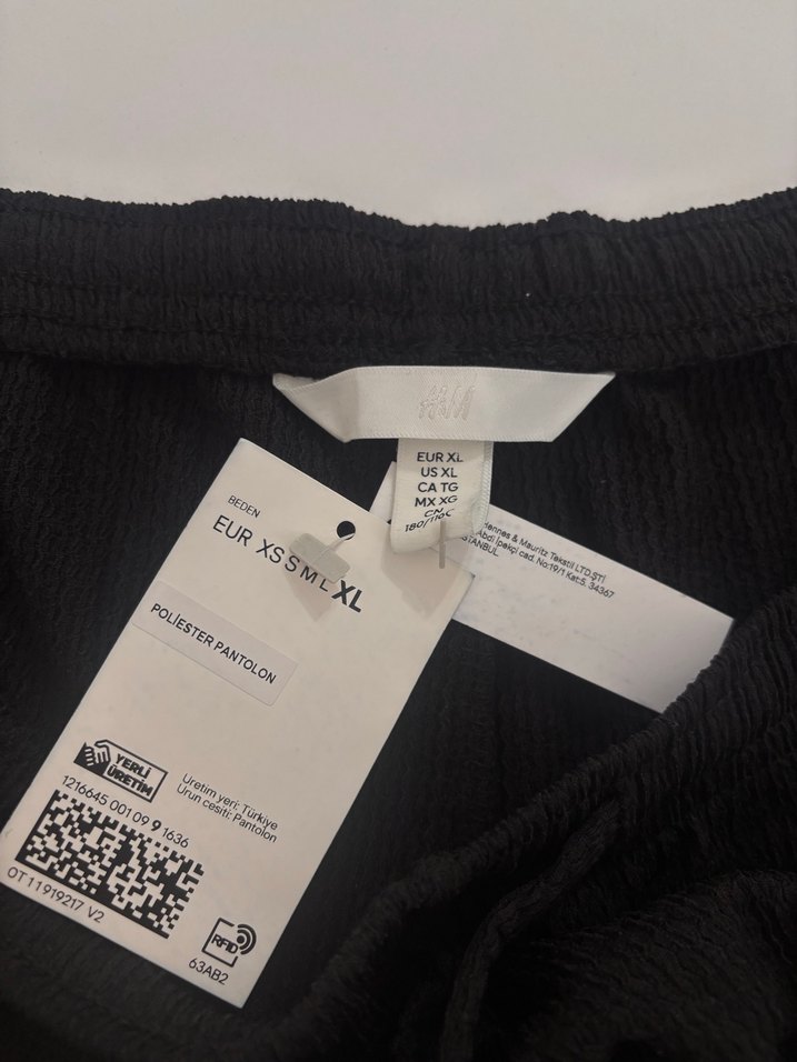 HM Siyah Pilili Kadın Keten Pantolon - Görsel 2