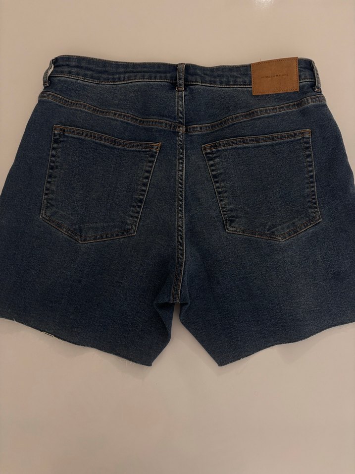 HM Salaş Kesim Koyu Mavi Mini Denim Şort - Görsel 3