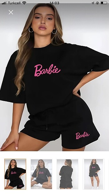 Barbie başlı Şort T-shirt Takım