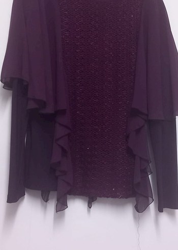 Zara Kadın Mor Uzun Kollu Fırfırlı Bluz