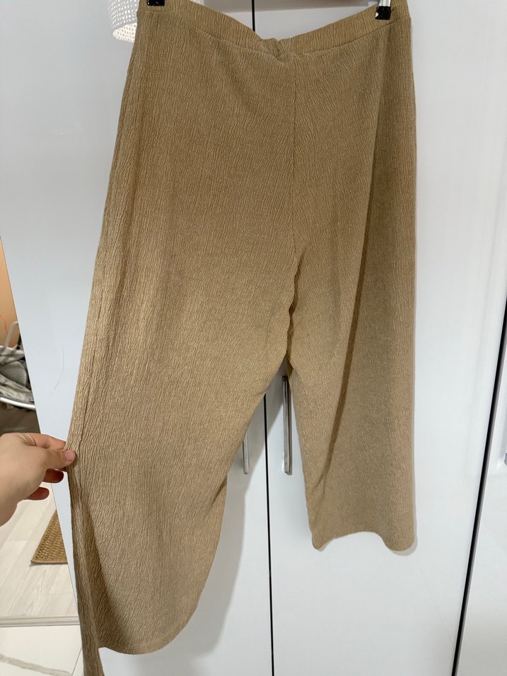 Bej Regular Fit Midi Keten Pantolon - Görsel 4