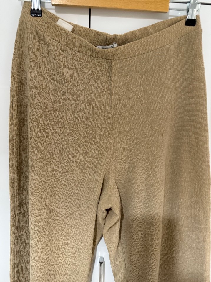 Bej Regular Fit Midi Keten Pantolon - Görsel 3