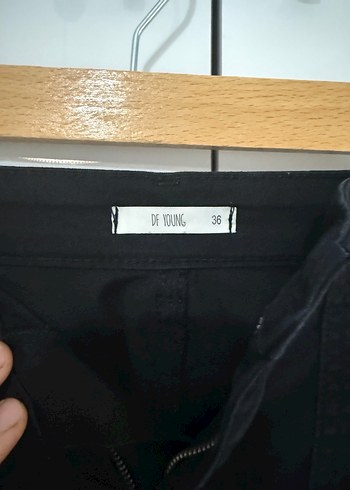 Kadın Siyah Kemerli Denim Pantolon - Görsel 5