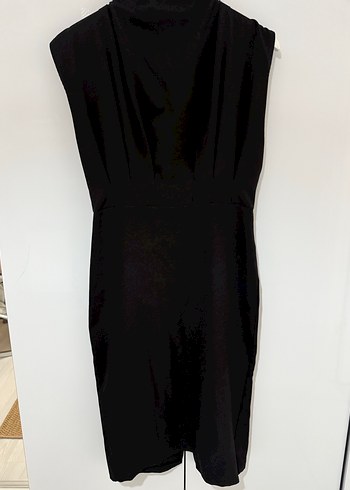 Siyah Drapeli V Yaka Uzun Abiye Elbise - Görsel 2