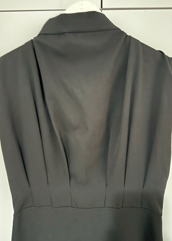 Siyah Drapeli V Yaka Uzun Abiye Elbise - Görsel 3