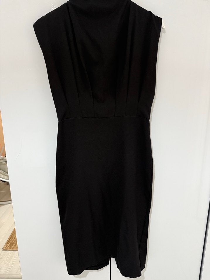 Siyah Drapeli V Yaka Uzun Abiye Elbise - Görsel 2