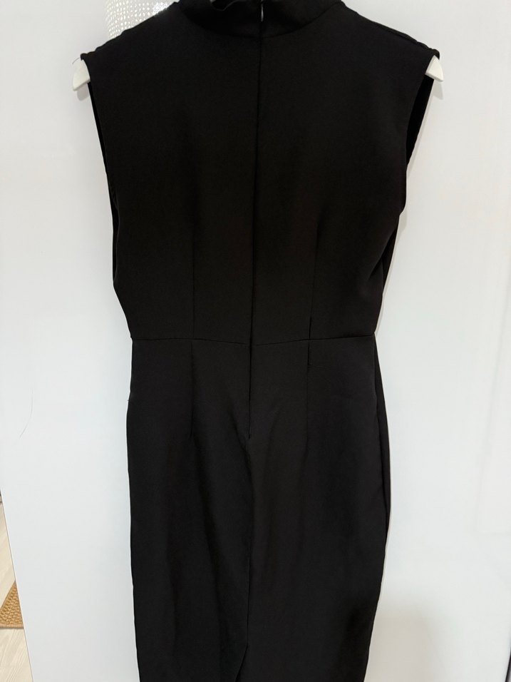 Siyah Drapeli V Yaka Uzun Abiye Elbise - Görsel 4