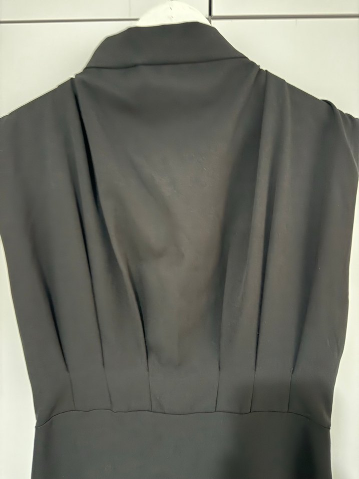 Siyah Drapeli V Yaka Uzun Abiye Elbise - Görsel 3