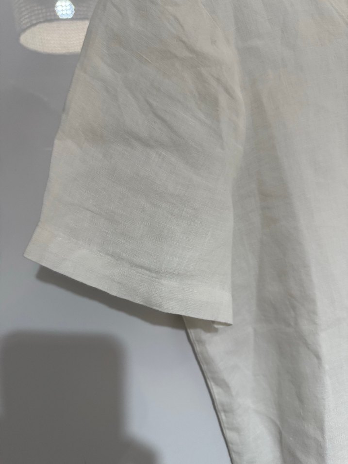 Kadın Beyaz Keten Bohem Kısa Kollu Bluz - Görsel 4