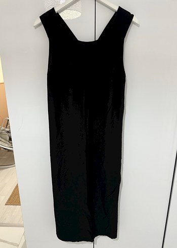 Siyah V Yakalı Uzun Kolsuz Elbise - Görsel 2