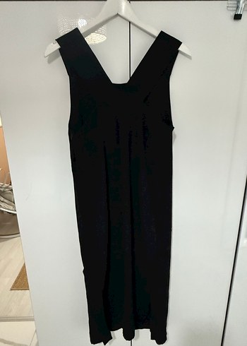 Siyah V Yakalı Uzun Kolsuz Elbise - Görsel 7