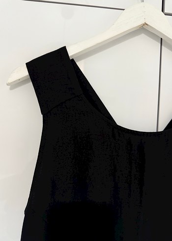 Siyah V Yakalı Uzun Kolsuz Elbise - Görsel 3