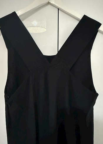 Siyah V Yakalı Uzun Kolsuz Elbise - Görsel 5