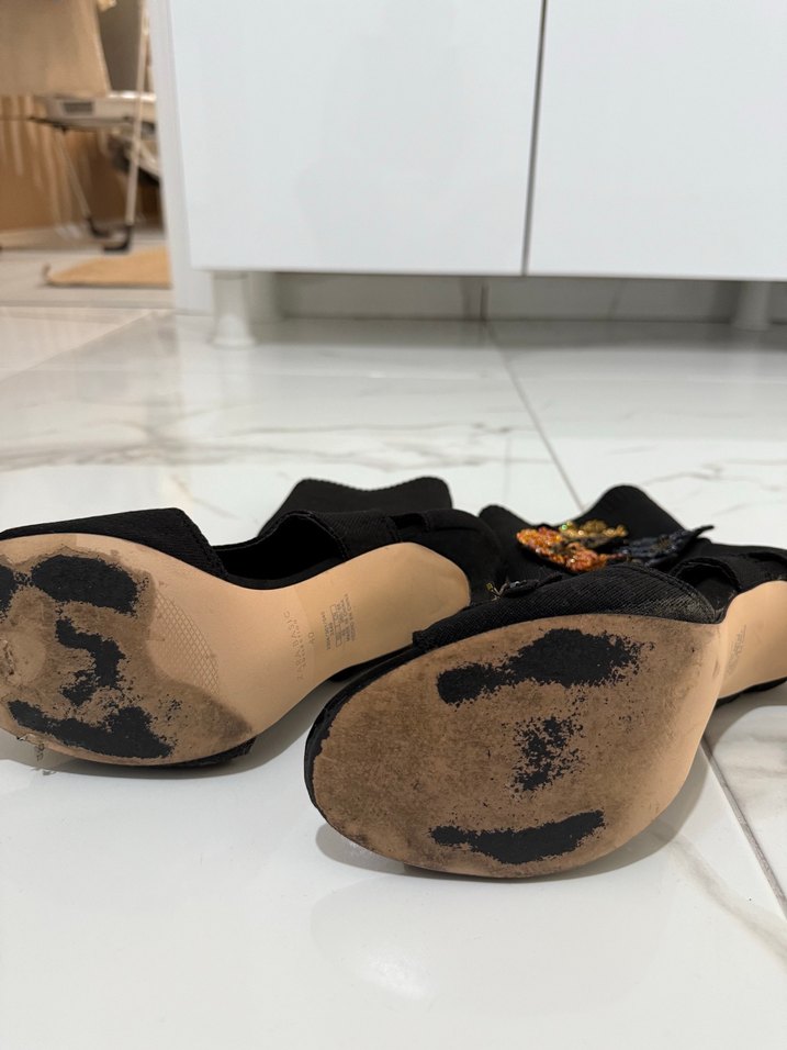 Boncuk İşlemeli Siyah Örgü Topuklu Kadın Bot - Görsel 4