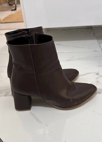Diğer Kahverengi Deri Stiletto Topuklu Kadın Bot