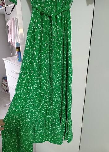 Diğer Yesil cicekli uzun elbise