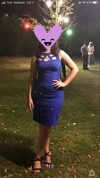 Saks mavisi kısa abiye elbise