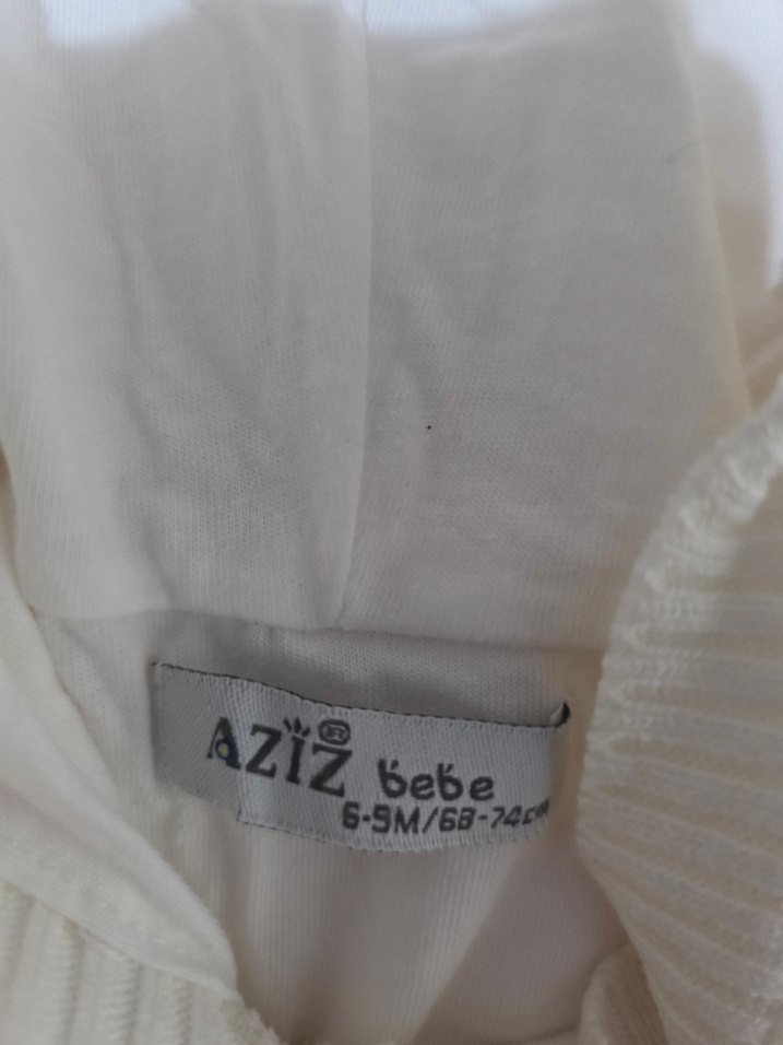 Nakışlı Beyaz Örgü Kız Bebek Tulumu - Görsel 5