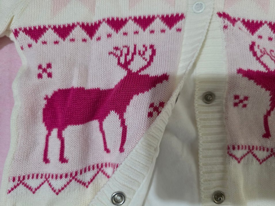 Nakışlı Beyaz Örgü Kız Bebek Tulumu - Görsel 4