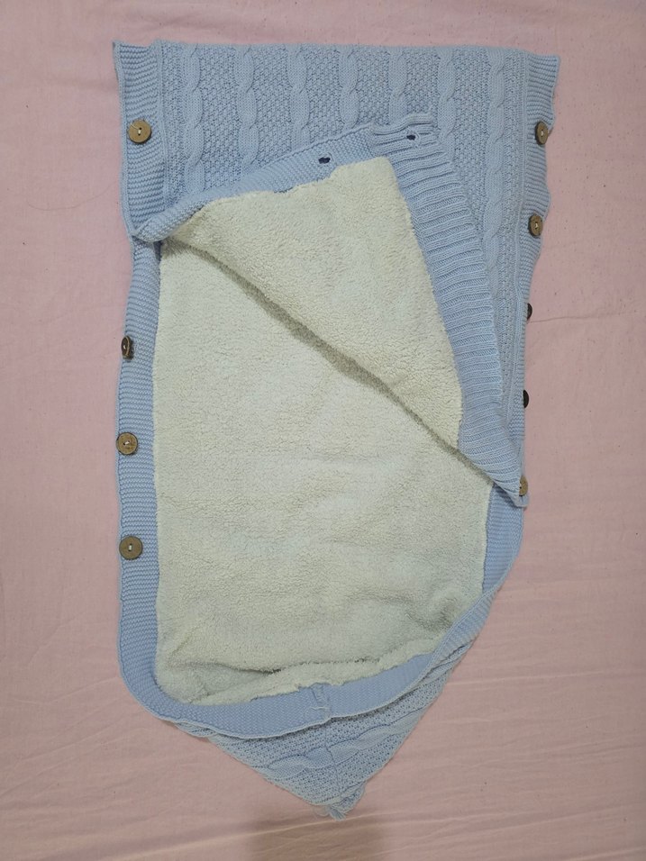 Düğmeli Mavi Bebek Battaniyesi - Görsel 3
