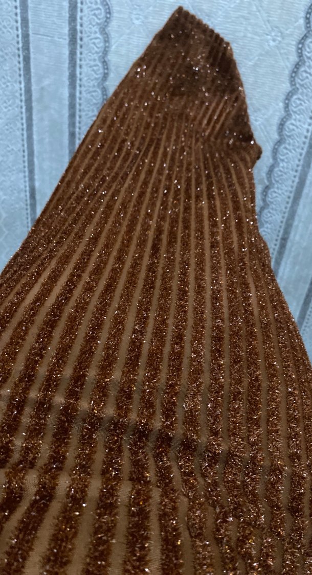 Uzun Kahverengi V Yakalı Triko Elbise - Görsel 5