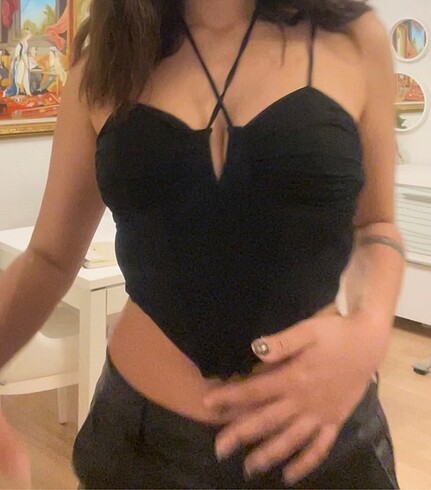 m Beden siyah Renk Büstiyer crop siyah lcw elsiva lc waikiki M beden