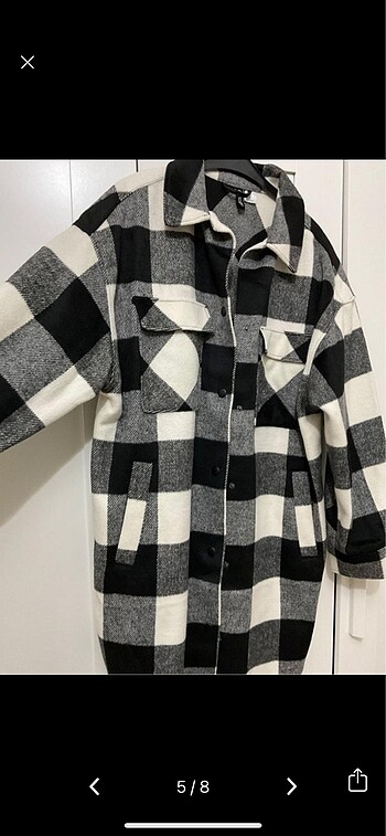 H&M Ekose Ceket Kaban - Görsel 5