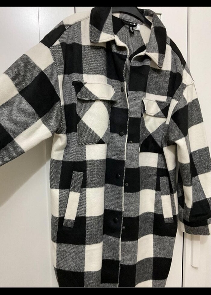 H&M Ekose Ceket Kaban - Görsel 5