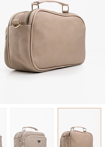 Bej Deri Kadın Çanta Modern Klasik - Görsel 5