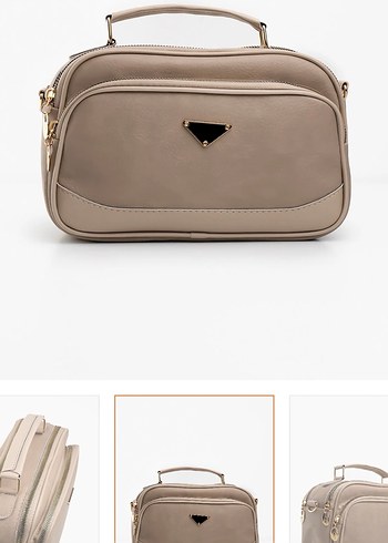 Bej Deri Kadın Çanta Modern Klasik - Görsel 4