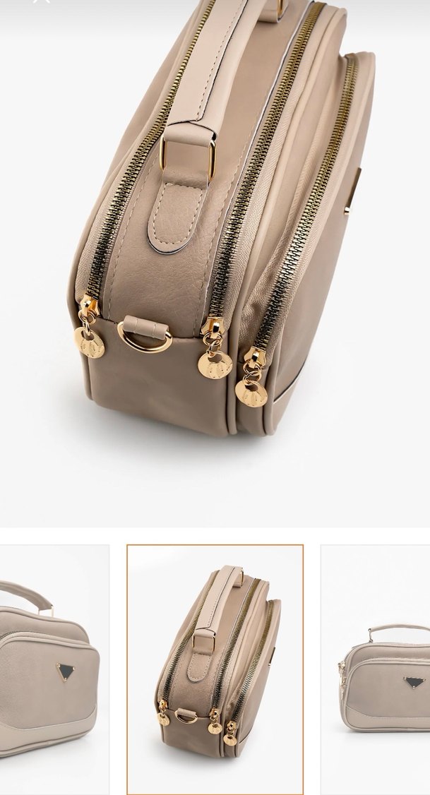 Bej Deri Kadın Çanta Modern Klasik - Görsel 3