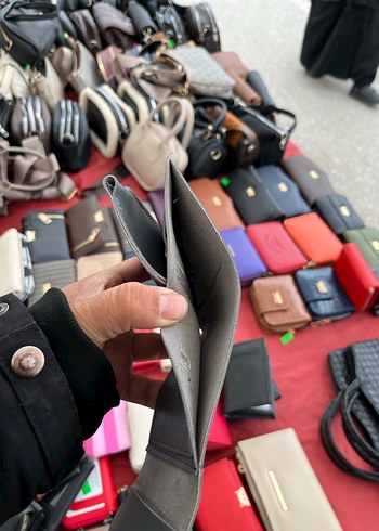 Gri Deri Kadın Cüzdanı Velcro Kapaklı - Görsel 11