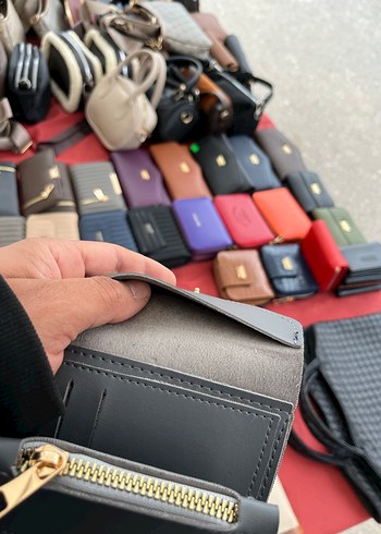 Gri Deri Kadın Cüzdanı Velcro Kapaklı - Görsel 10