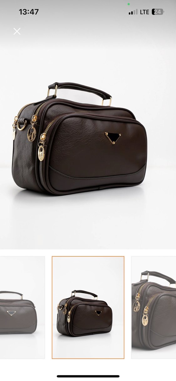 Klasik Kahverengi Deri Kadın Çanta - Görsel 4