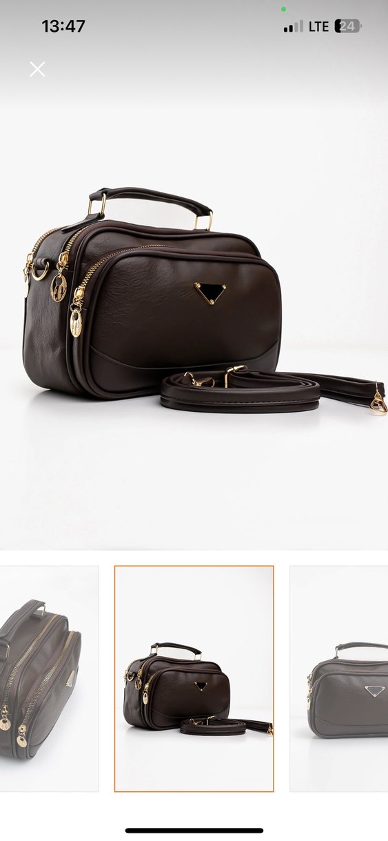 Klasik Kahverengi Deri Kadın Çanta - Görsel 2