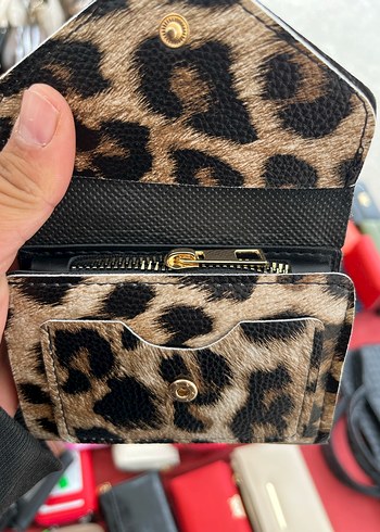 Kahverengi Leopar Desenli Kadın Deri Cüzdan - Görsel 3