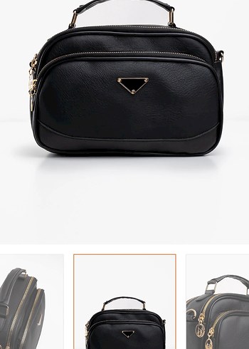 Kadın Siyah Deri Fermuarlı Çanta - Görsel 4