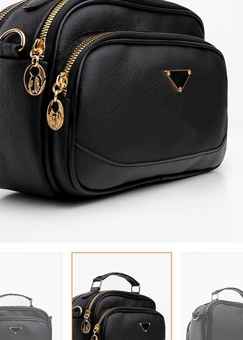 Kadın Siyah Deri Fermuarlı Çanta - Görsel 5