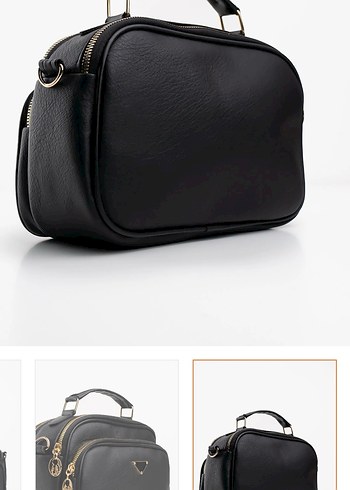 Kadın Siyah Deri Fermuarlı Çanta - Görsel 6