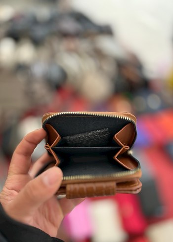 Kahverengi Deri Fermuarlı Kadın Cüzdanı - Görsel 3