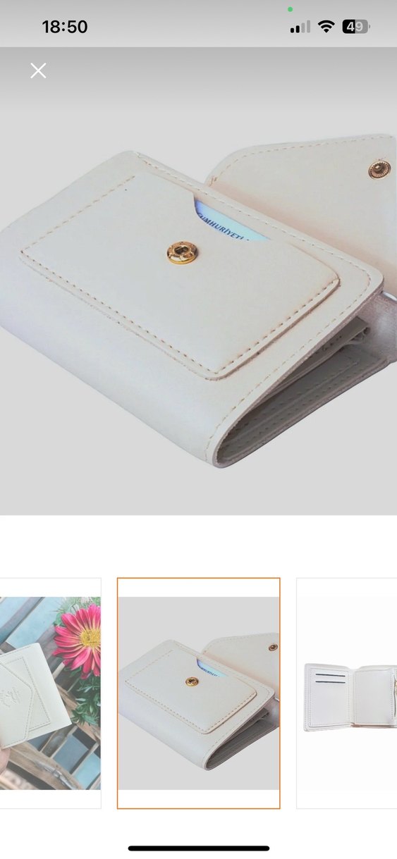 Beyaz Deri Kadın Cüzdanı - Görsel 2