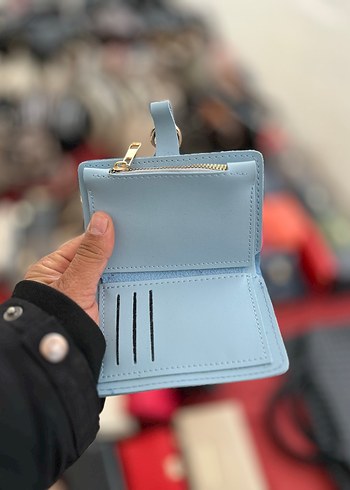 Mavi Deri Kadın Cüzdanı Tokalı - Görsel 3