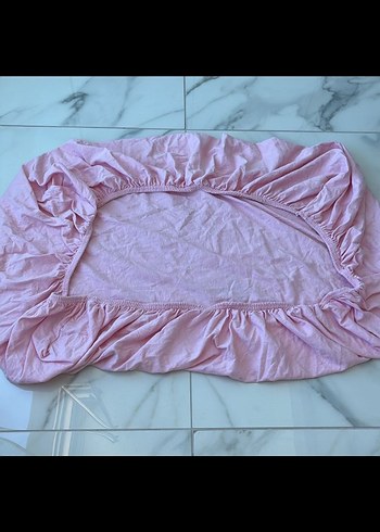 Pembe Düz Lastikli Çarşaf - Görsel 2