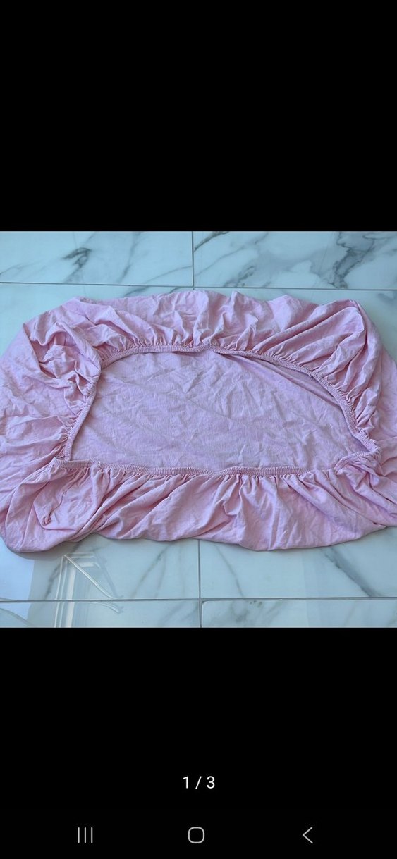 Pembe Düz Lastikli Çarşaf - Görsel 2