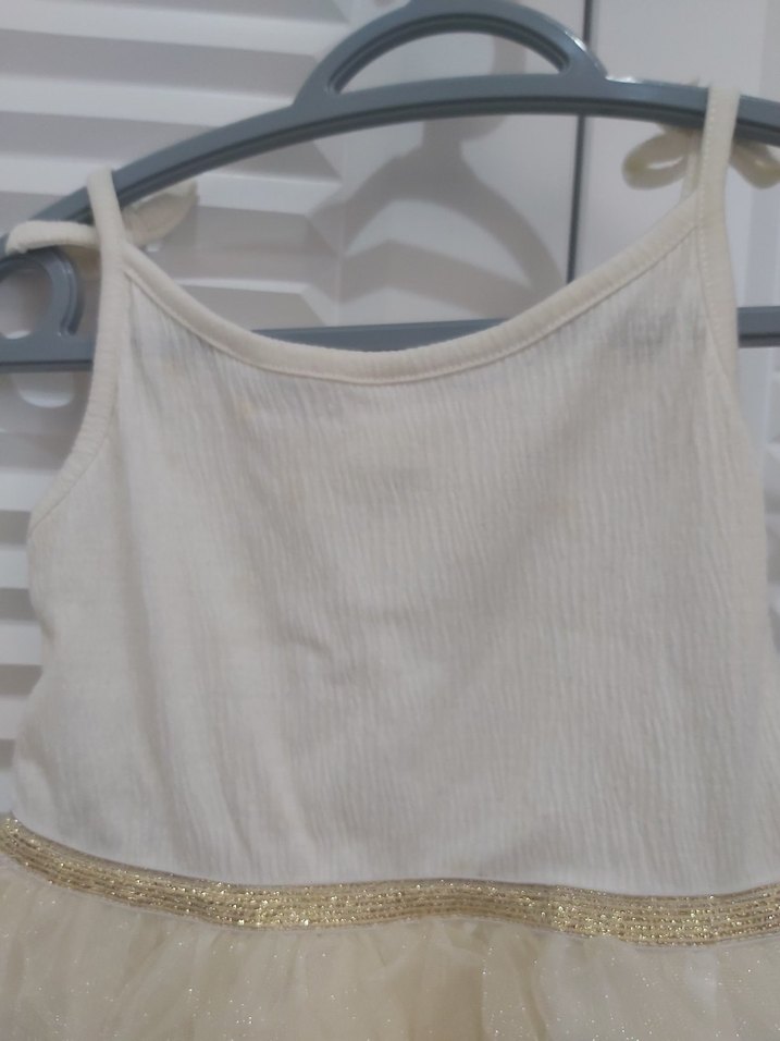 Kız Çocuk Beyaz Askılı Fırfırlı Elbise - Görsel 2