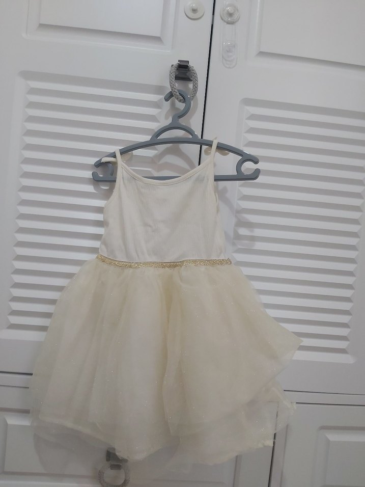 Kız Çocuk Beyaz Askılı Fırfırlı Elbise - Görsel 3