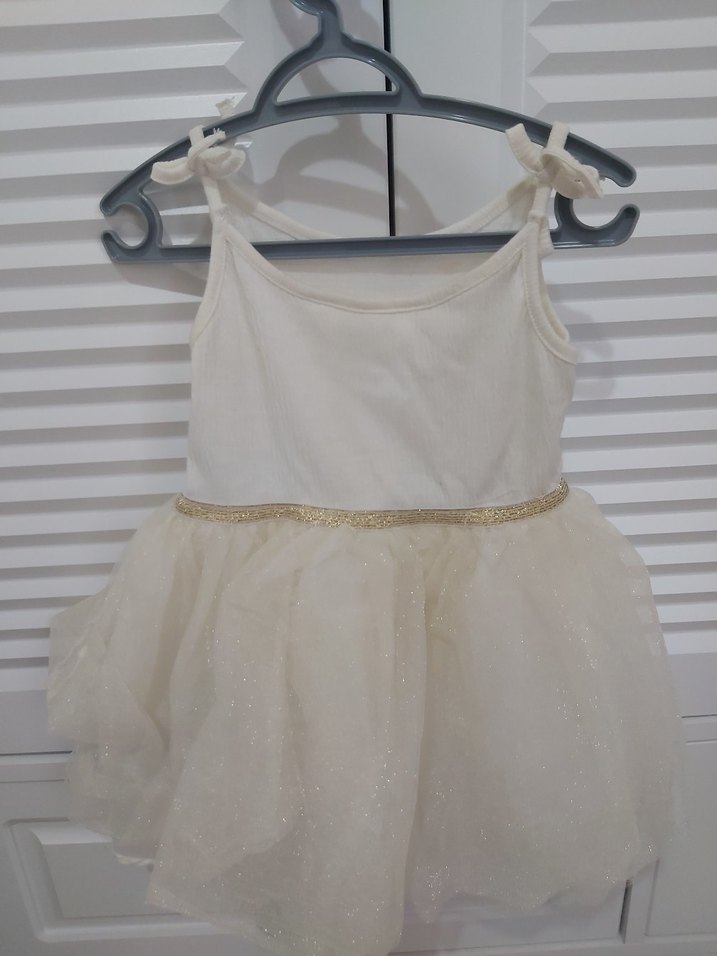 Kız Çocuk Beyaz Askılı Fırfırlı Elbise - Görsel 4