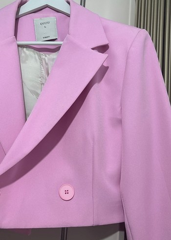 Pembe Mini Kadın Blazer Ceket - Görsel 2